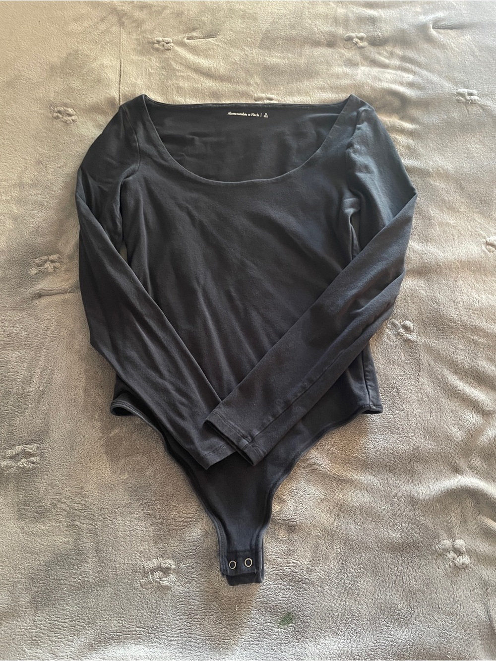 Abercrombie & Fitch Black Long-Sleeve Scoop Neck Bodysuit